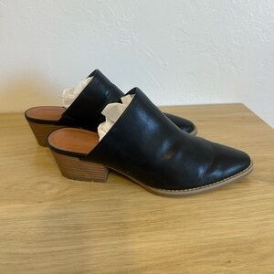 Universal Thread Black Mules with Brown Heel
